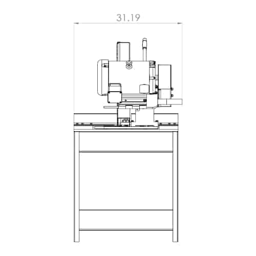 Kalamazoo Industries KM16-18 mitre saw technical drawing.