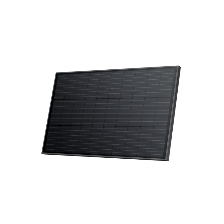 Two EcoFlow 100W Rigid Solar Panels on green background.