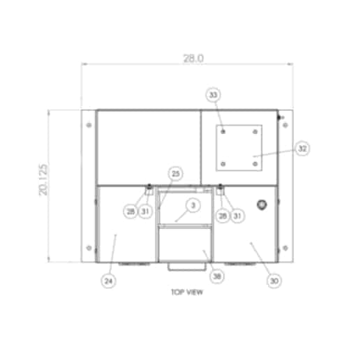 Kalamazoo S4SWB 4x36-inch wet bench top polisher technical diagram.