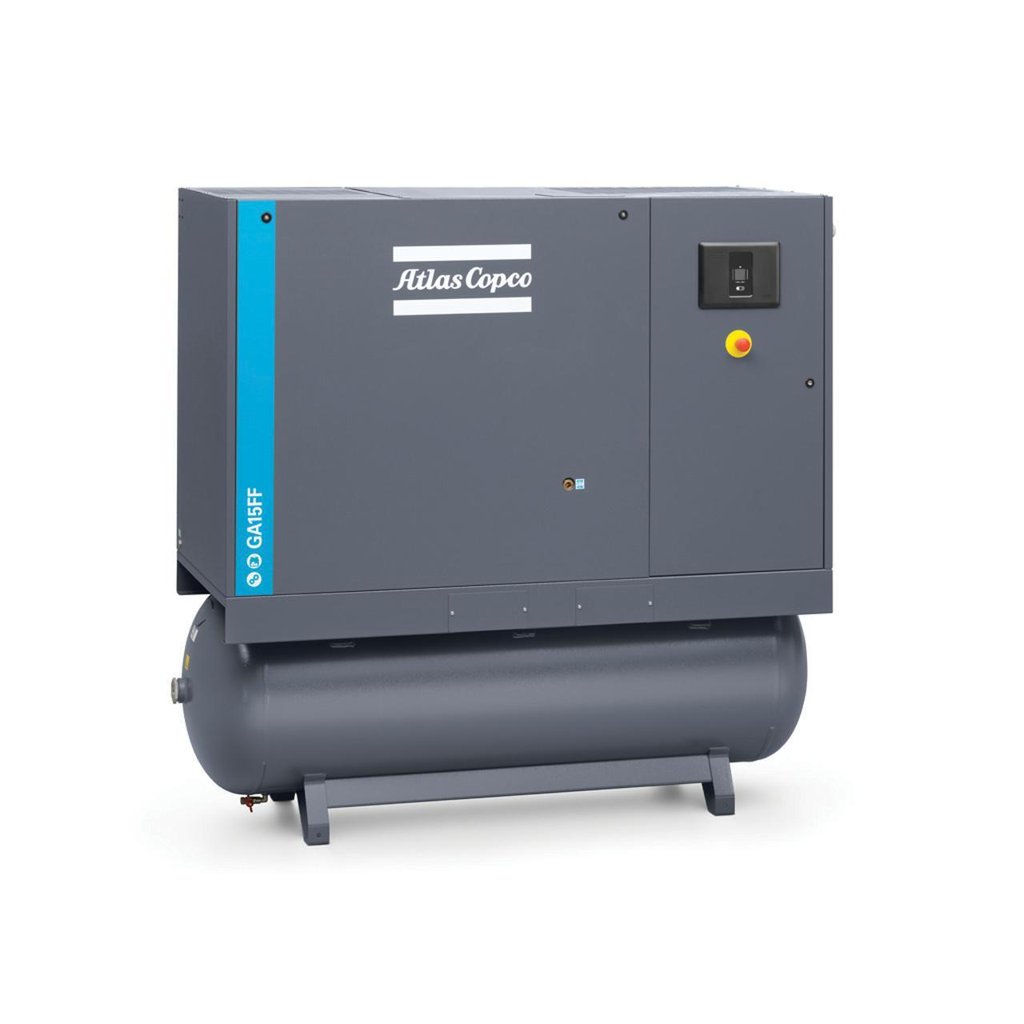 Atlas Copco GA5-125T AFF Air Compressor, 71 Gallon Capacity, on white background.