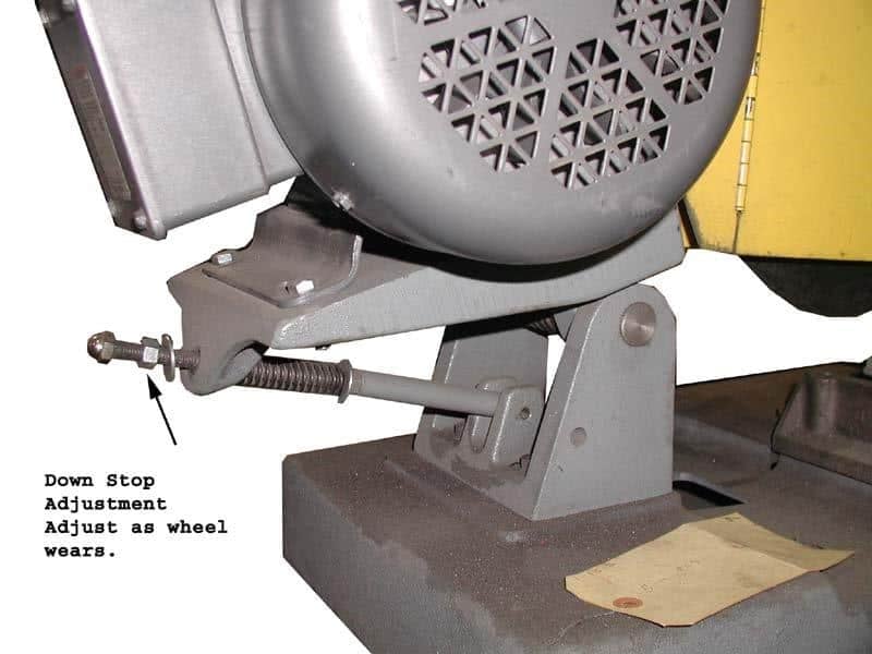 Kalamazoo K12-14SS industrial chop saw with stand and down stop adjustment.